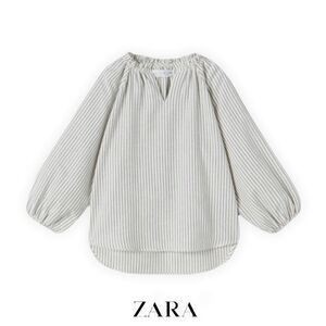ZARA Kids | Ecru | STRIPED OVERSIZED BLOUSE